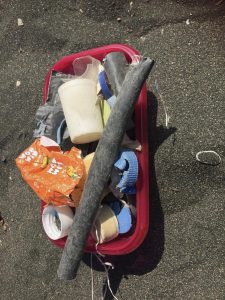 Müll am Strand gesammelt..